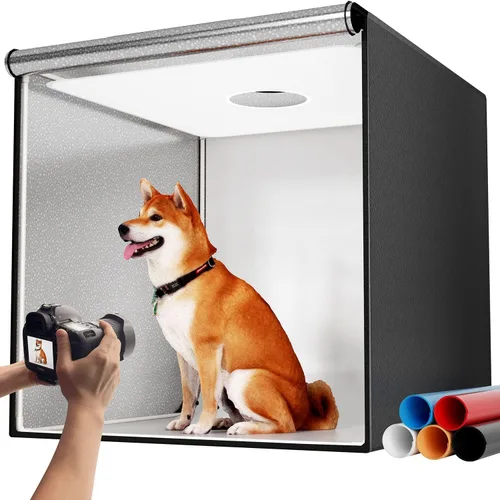 Vista 11 de Takerers Caja de Luz de Estudio Fotográfico de 12"x12"x12" con Cabina de Fotografía con 120 LEDs, 3000-5700K Ajustable, 6 Fondos de Colores, Carpas