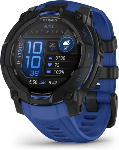 Vista 10 de Garmin Instinct® 3 45mm, pantalla AMOLED, reloj inteligente GPS resistente para exteriores, bisel reforzado con metal, linterna incorporada, hasta