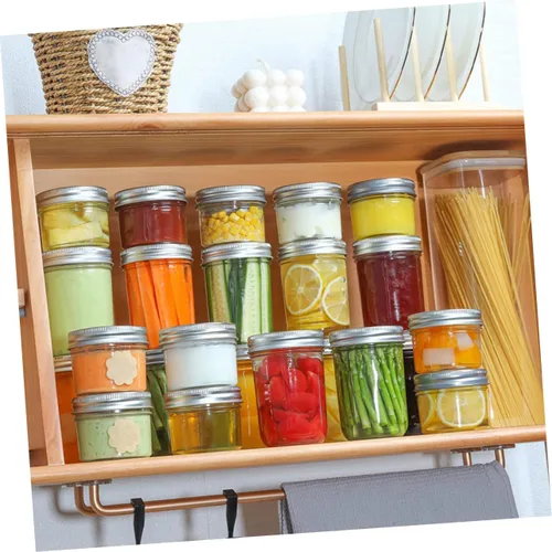 Vista 5 de Angoily Paquete de 6 tarros transparentes de 8 onzas con tapas, tarros de almacenamiento vacíos, tarros de boca regular, tarros de ensalada, tarros