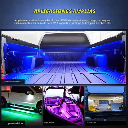 Vista 7 de Nilight Juego de 3 tiras de luz RGB de 60 pulgadas para cama de camión, 270 LED de neón de acento con control remoto RF, interruptor de encendido