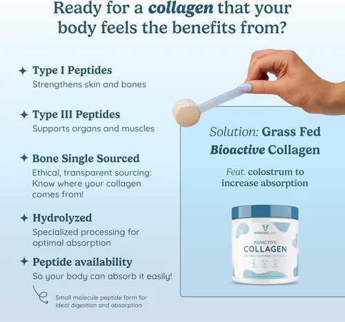 Vista 6 de WONDERCOW - Polvo de péptidos de colágeno con colostro bovino, polvo de colágeno hidrolizado de hueso de fuente natural, soporte para cabello, piel