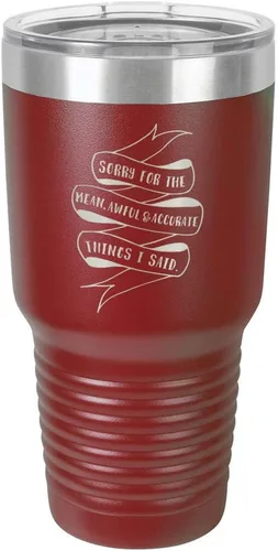 Vista 10 de Sorry for the Mean Awful and Accurate Things I SAID - Vaso negro de 30 onzas con popote y tapa superior deslizante Taza de viaje de acero