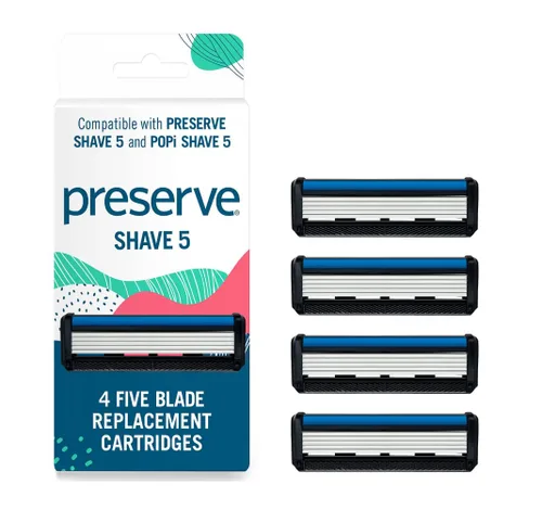 Vista 14 de Preserve Shave 5 Maquinilla de afeitar recargable de cinco hojas, hecha de materiales reciclados, rosa coral
