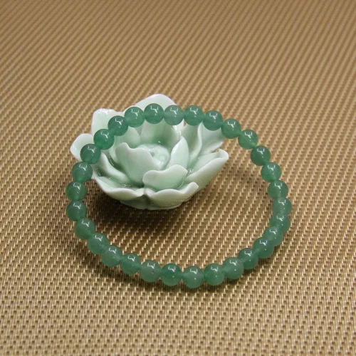 Vista 3 de Pulsera elástica hecha a mano con gemas semipreciosas de 1564 de pulgada con cuentas redondas de 7 pulgadas, unisex