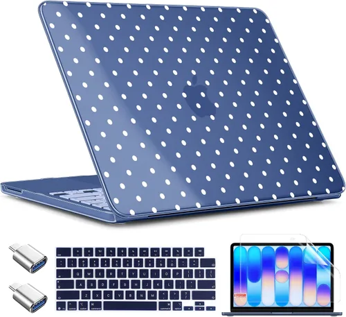 Vista 34 de TWOLSKOO Funda para MacBook Neo de 13 pulgadas 2026 A3404 A18 Pro Chip, funda rígida de plástico con adaptador tipo C, 2 fundas para cámara web