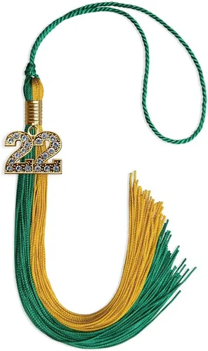 Vista 50 de Endea Graduation Borla de doble color con dije dorado (negro/oro brillante, 2022)