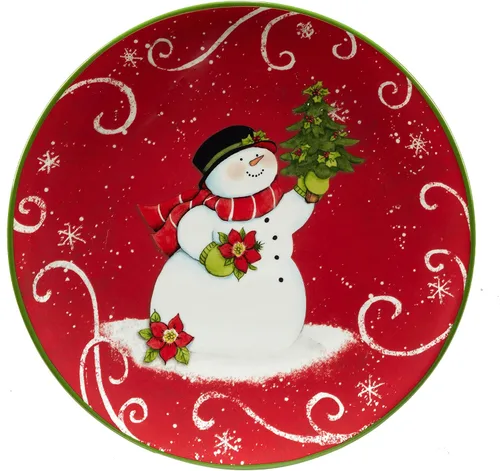 Vista 2 de Certified International Holiday Magic Snowman - Juego de 4 platos de postre/ensalada de 9 pulgadas