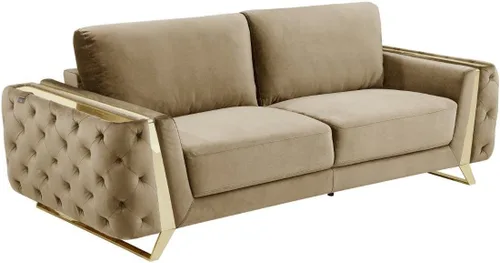 Vista 3 de Blackjack Furniture Lucca Collection - Sofás de terciopelo para sala de estar con marco de madera brasileña tapizado y patas de acero inoxidable, 2