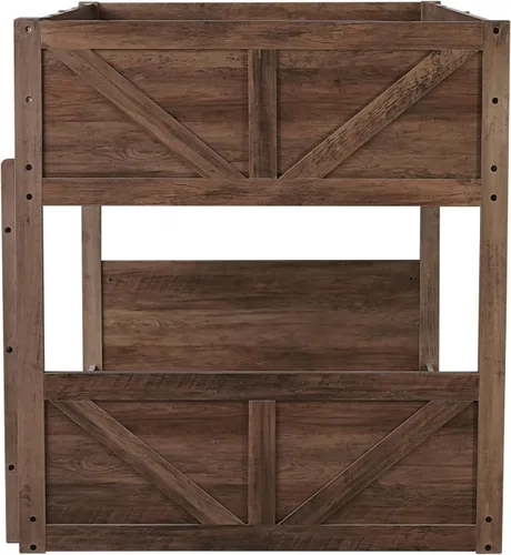 Vista 9 de Twin Size Bunk Bed with Panelled Headboard and Footboard, Antique Dark Oak Antique Oak