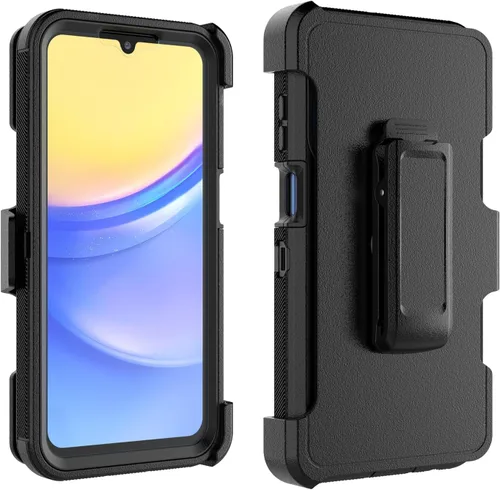 Vista 7 de Funda para teléfono Galaxy A15 5G, para Samsung A15 5G con clip para cinturón con [protector de pantalla incorporado] protector de pie resistente a