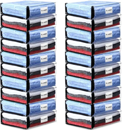 Vista 9 de Kenning Juego de 20 bolsas de almacenamiento de vinilo transparente con cremallera para organizador de sábanas, bolsas de plástico para suéter