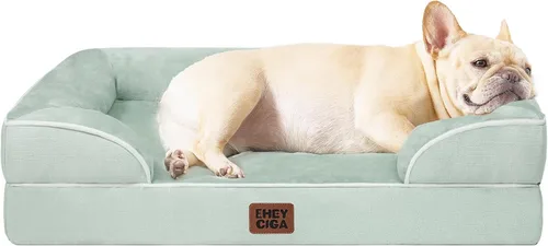 Vista 9 de EHEYCIGA – Cama ortopédica impermeable para perros pequeños, de espuma viscoelástica tipo caja de huevos, con bordes elevados y base antideslizante