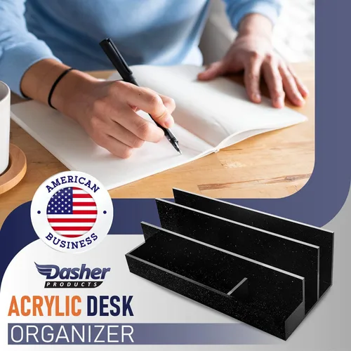 Vista 5 de Organizador de escritorio acrílico para suministros de oficina y accesorios de escritorio, 12.5 x 5.5 x 4 pulgadas y 0.197 in de acrílico