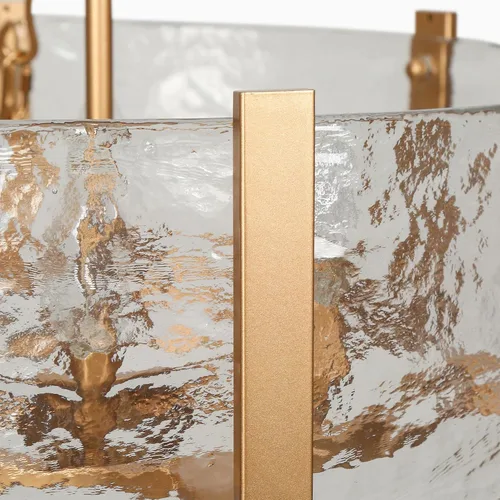 Vista 6 de ZEVNI Candelabro de tambor dorado, lámpara de cristal dorado para isla de cocina, lámpara moderna de 6 luces para comedor, entrada, vestíbulo