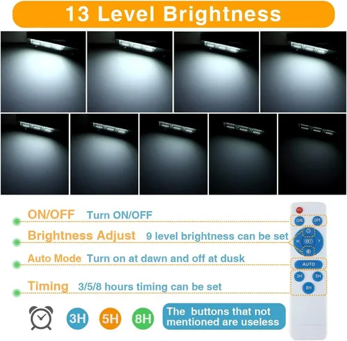 Vista 3 de 6000W Luz de calle LED solar para exteriores, luz de inundación de seguridad del atardecer al amanecer con control remoto, inalámbrica, impermeable