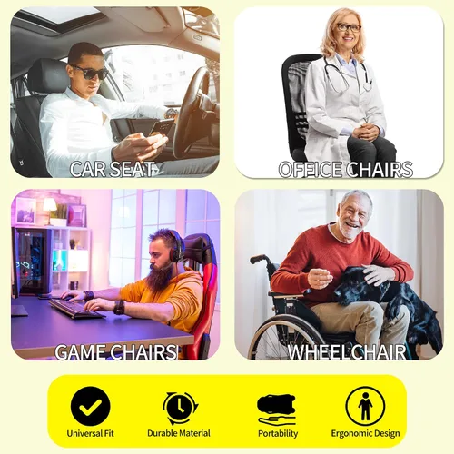 Vista 6 de Cojín de asiento de espuma viscoelástica de confort para asiento de conductor de automóvil, almohadilla de alivio del dolor de coxis (cóccix)