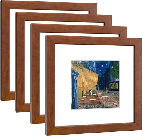 Vista 17 de Juego de 4 portarretratos de 4 x 6 pulgadas, hechos de madera maciza con cristal real, para fotos de 4 x 6 pulgadas sin paspartú, montaje en pared