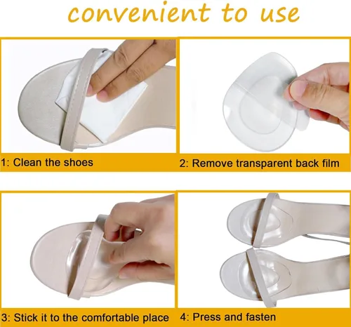 Vista 2 de Almohadillas metatarsianas, almohadillas de gel para el antepié, insertos adhesivos para zapatos para tacones, planos, botas, tenis, ajuste
