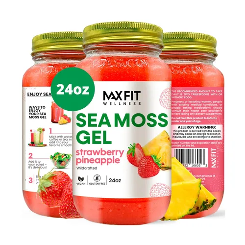 Vista 18 de Gel de musgo marino crudo (12 sabores) de 24 onzas, gel de musgo marino dorado silvestre de Santa Lucía 92 vitaminas y minerales puro crudo +