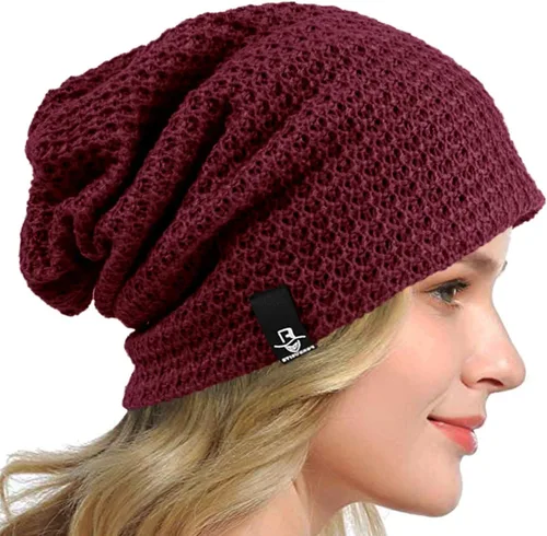 Vista 11 de Gorro holgado para mujer, boina de punto, gorra de calavera holgada para invierno y verano, B08w Azul/Amarillo/Púrpura