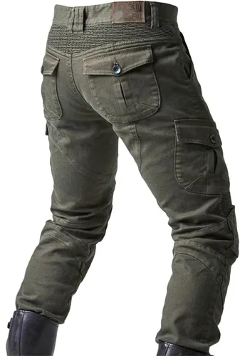 Vista 2 de Pantalones de motociclista para hombre, para motocicleta, motocross, a la rodilla, a la cadera, pantalones blindados resistentes al desgaste
