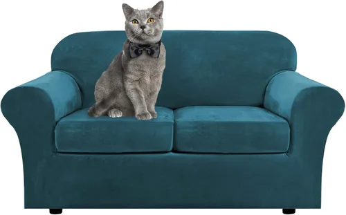 Vista 28 de ShowyLive Fundas para silla de sala de estar, funda elástica para sillón de felpa de terciopelo con 1 cojín separado, protector elástico de muebles