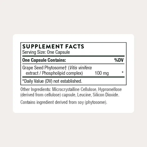 Vista 2 de THORNE - Extracto de semilla de uva (anteriormente O.P.C.-100) - Fitosoma de semilla de uva para soporte antioxidante* - 60 Cápsulas