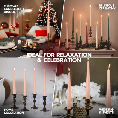 Vista 8 de Peach - Velas cónicas de 10 pulgadas, paquete de 12 velas de primera calidad, sin perfume, sin goteo y sin humo, para decoraciones de cumpleaños