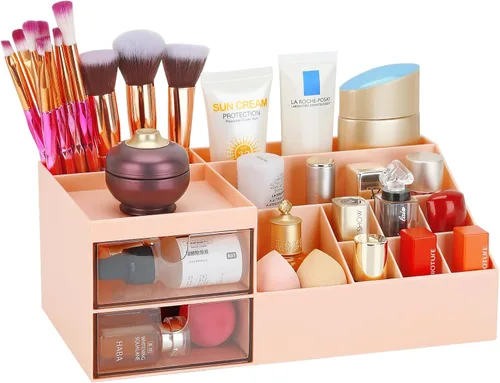 Vista 8 de LETURE Organizador de Escritorio, Caja Organizadora de Tocador de Maquillaje Cosmético, Almacenamiento de Maquillaje para Mostrador de Baño