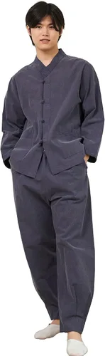 Vista 5 de Conjunto Hanbok unisex, ropa tradicional coreana, BTS Casual Hanbok para yoga y meditación, ropa de templo Negro
