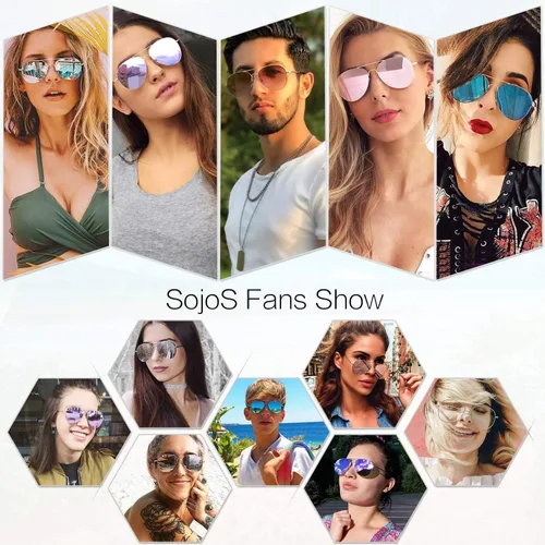 Vista 3 de SOJOS Trendy Aviator Sunglasses for Women and Men
