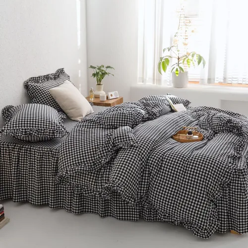 Vista 100 de mixinni Juego de funda de edredón vintage a rayas, tamaño twin, juego de ropa de cama de 3 piezas, 100% algodón lavado, suave y transpirable, funda