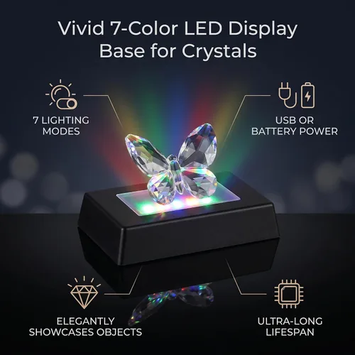 Vista 5 de GLOGLOW Base de luz LED de madera para pantalla de cristal con plataforma de 4.3 pulgadas, 4 blancos 4 blancos cálidos, 3 LED RGB, soporte