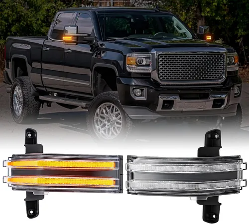 Vista 8 de Luz intermitente LED para espejo lateral compatible con Expedition Navigator 2003 2004 2005 2006, señales de giro secuenciales dinámicas ámbar, kit