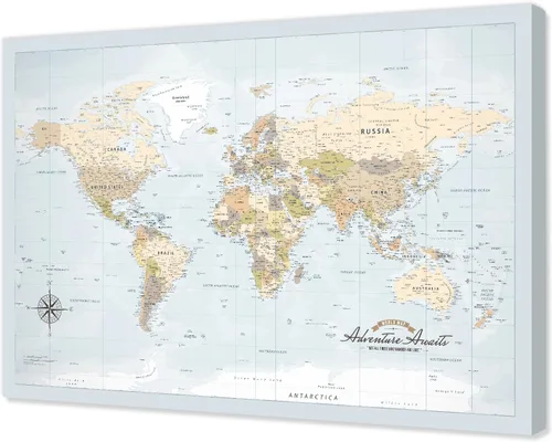 Vista 53 de IPIC - Lienzo con mapas de EE. UU. para decoración de pared, mapa con pin de empuje para marcar viajes, mapa de viaje impreso de EE. UU.