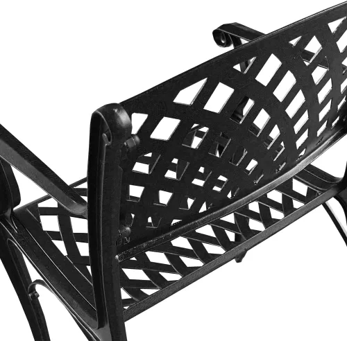 Vista 6 de Oakland Living Silla de comedor de patio negro de aluminio fundido de malla al aire libre moderna