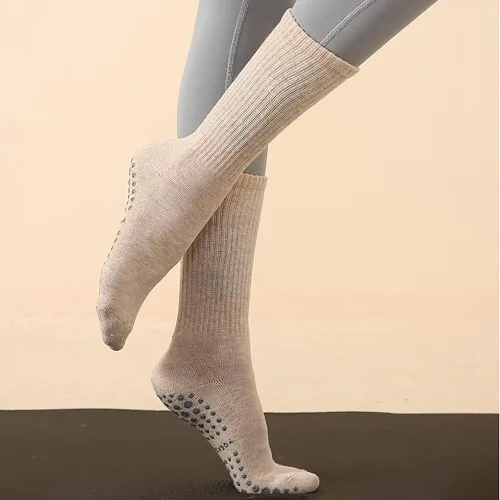 Vista 9 de Calcetines de yoga antideslizantes para mujer, pilates, barras, bailes, descalzos, 1 par