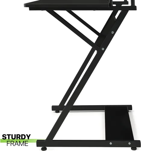 Vista 6 de Magshion Escritorio de computadora para espacios pequeños, escritorio pequeño para juegos con marco en forma de Z de 32 pulgadas, mesa compacta