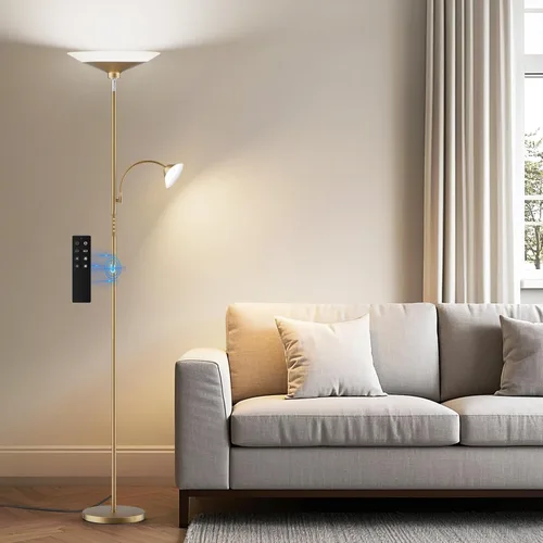 Vista 16 de SIBRILLE Torchiere - Lámpara de pie con pantalla de grano de madera, lámpara de pie LED regulable de 72 pulgadas con control remoto, lámpara