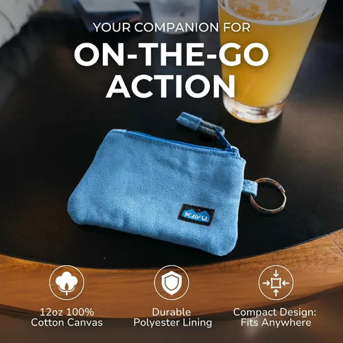Vista 8 de KAVU Stirling Cartera delgada de lona de algodón con cremallera de doble cara