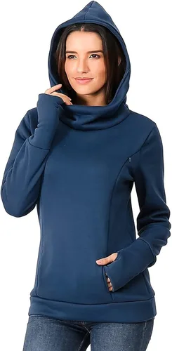 Vista 3 de Sudadera larga con capucha para mujer manga de lactancia materna sudadera con capucha para maternidad