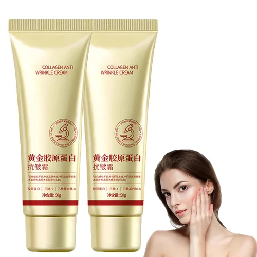 Vista 6 de Crema antiarrugas de colágeno, crema facial antienvejecimiento dorada, crema facial de colágeno para mujeres, antienvejecimiento, hidratante facial