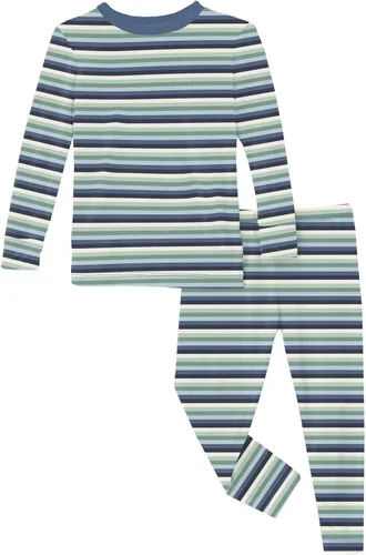 Vista 111 de KicKee Pants Conjunto de pijama de manga larga con estampado de piezas