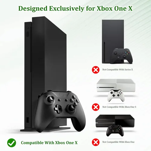 Vista 10 de Wall Mount Kit with Detachable 2 Controller Holder & Headphone Hanger, Metal Wall Mount Holder Compatible with Xbox One X, Black