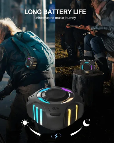 Vista 5 de Comiso - Altavoz impermeable con graves robustos, altavoz de ducha con luz dinámica, modo TWS, sonido HD fuerte, impermeable IP67, 2000mAh