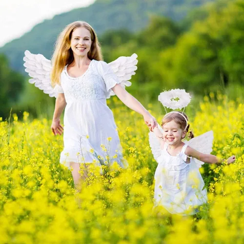 Vista 2 de Alas de ángel y halo para adultos alas de ángel para fiestas infantiles Halloween Navidad