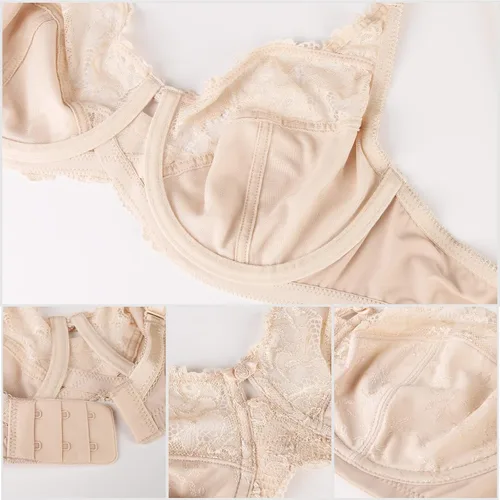 Vista 7 de HACI Sostén sexy de encaje floral para mujer, cobertura completa, sin forro, brasier de talla grande