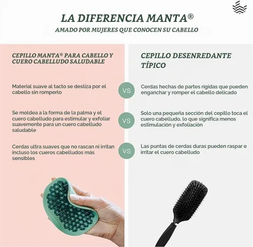 Vista 5 de Manta Cepillo de pelo original antiroturas – Cepillo desenredante suave para cabello húmedo y seco, cepillo flexible para todo tipo, cuidado
