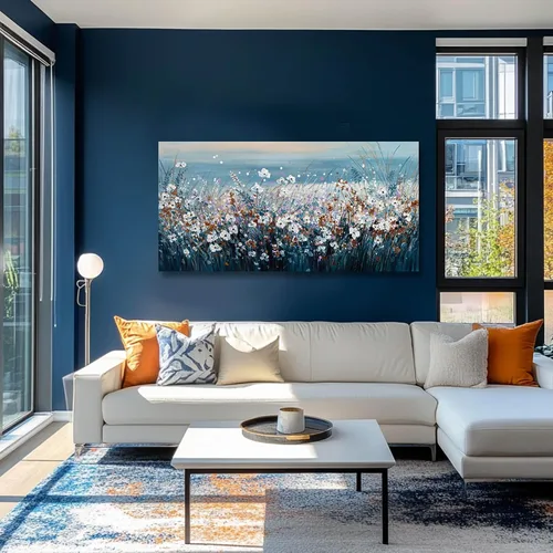 Vista 7 de GAIDUOMAI Lienzo de flores silvestres para dormitorio, lago azul, para colgar en la pared, obras de arte de naturaleza coloridas pinturas de pared