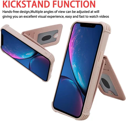 Vista 4 de VANAVAGY Funda tipo cartera para iPhone XR de 6,1 pulgadas, color rosa